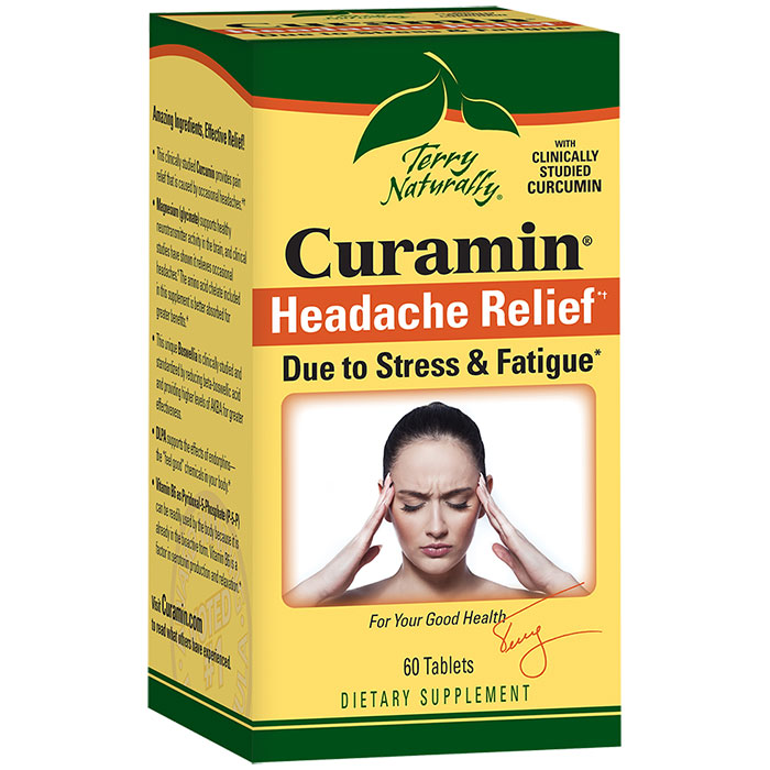 EuroPharma, Terry Naturally Terry Naturally Curamin Headache Formula, Due to Stress & Fatigue, 60 Tablets, EuroPharma
