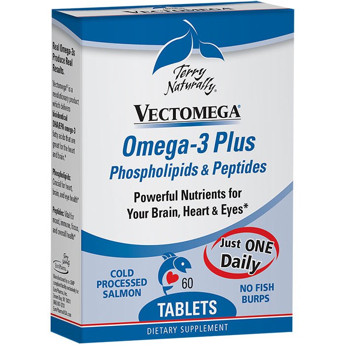 EuroPharma, Terry Naturally Terry Naturally Vectomega, Whole Food Omega-3, From Salmon, 60 Tablets, EuroPharma