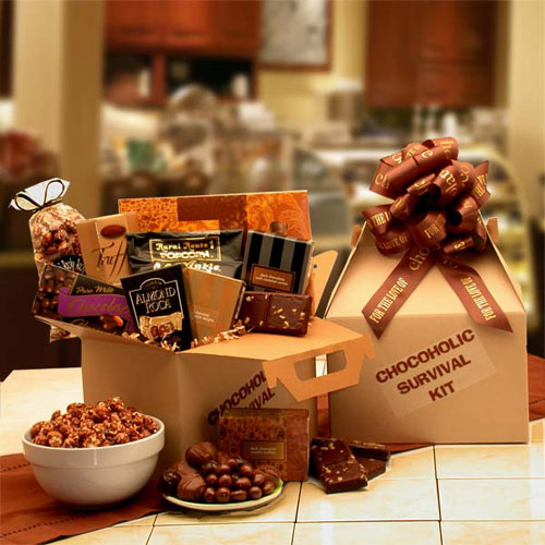 Elegant Gift Baskets Online The Chocoholic's Survival Gift Kit, Elegant Gift Baskets Online