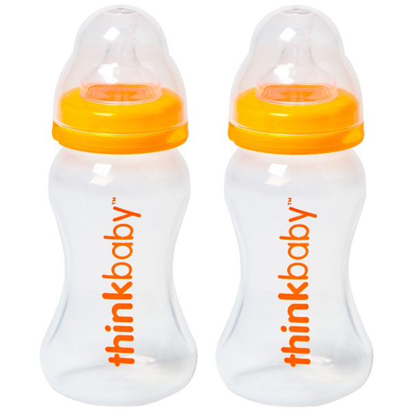 Thinkbaby Thinkbaby BPA Free Baby Bottle with Stage A Nipple (0-6 Months), 9 oz x 2 Pack