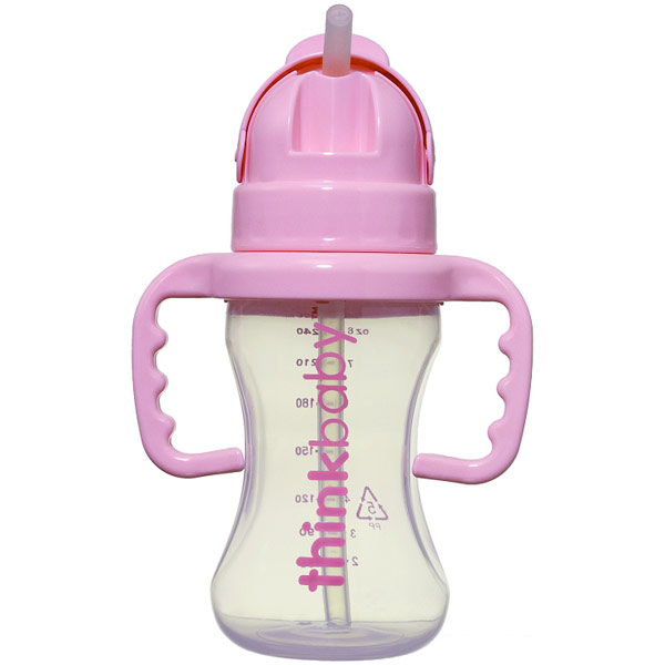 Thinkbaby Thinkbaby Thinkster Baby Straw Bottle - Pink, 9 oz