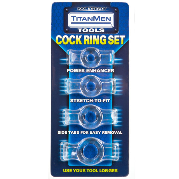 Doc Johnson TitanMen Cock Ring Set - Clear, Doc Johnson