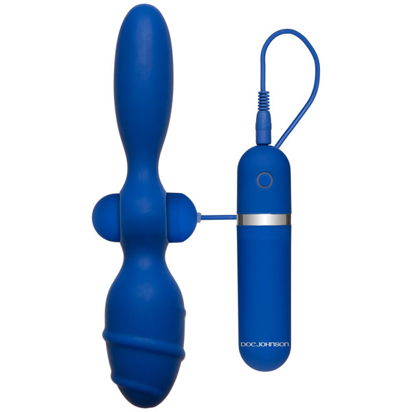 Doc Johnson TitanMen Double Tool - Blue, Double-Ended Vibrating Butt Plug, Doc Johnson