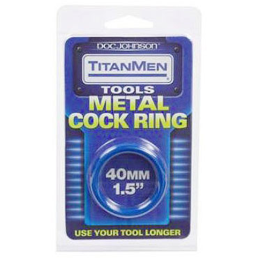 Doc Johnson TitanMen Metal Cock Ring, Blue, 40mm, Doc Johnson