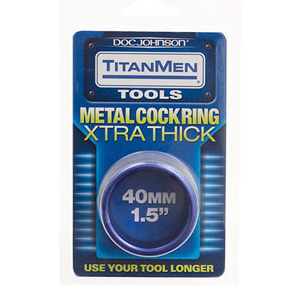 Doc Johnson TitanMen Metal Cock Ring, Xtra Thick, Blue, 40mm, Doc Johnson