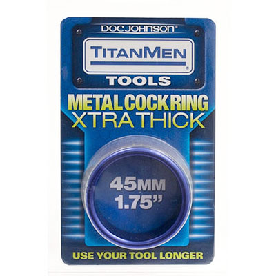 Doc Johnson TitanMen Metal Cock Ring, Xtra Thick, Blue, 45mm, Doc Johnson