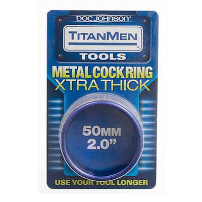 Doc Johnson TitanMen Metal Cock Ring, Xtra Thick, Blue, 50mm, Doc Johnson