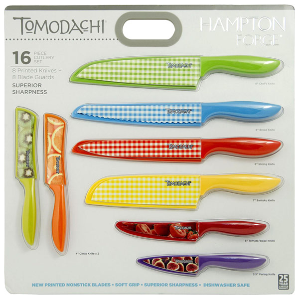 Tomodachi Tomodachi Splash Cutlery Set, Printed Knives + Blade Guards, 1 Kit (16-pc)