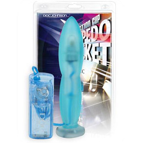 Doc Johnson Torpedo Rocket with Suction Cup - Aqua, Doc Johnson