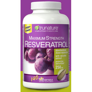 TruNature TruNature Maximum Strength Resveratrol 250 mg, 140 Softgels