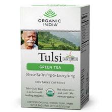 Organic India Tulsi Green Tea, 18 Tea Bags, Organic India