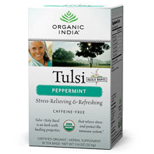 Organic India Tulsi Peppermint Tea, 18 Tea Bags, Organic India