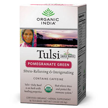 Organic India Tulsi Pomegranate Green Tea, 18 Tea Bags, Organic India