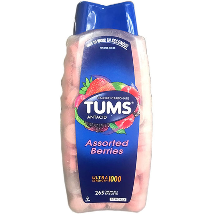 Tums Tums Ultra 1000 Maximum Strength, Assorted Berries, 265 Chewable Tablets, Antacid/Calcium Supplement