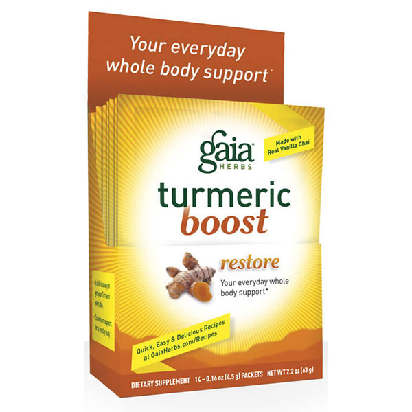 Gaia Herbs Turmeric Boost Powder - Restore Single Serve, 14 Packs, Gaia Herbs