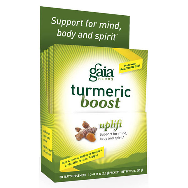 Gaia Herbs Turmeric Boost Powder - Uplift Single Serve, 14 Packs, Gaia Herbs
