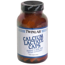 TwinLab TwinLab Calcium Lactate Caps 100 mg, 100 Capsules