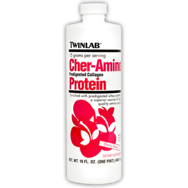 TwinLab TwinLab Cher-Amino Protein Liquid, Cherry Amino Predigested Collagen Protein, 16 oz