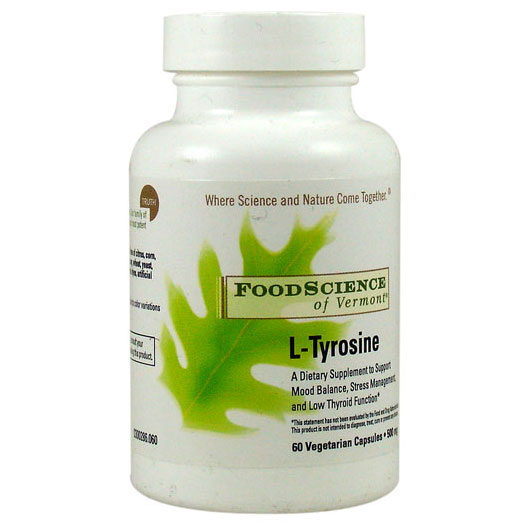 FoodScience Of Vermont Tyrosine (L-Tyrosine) 500mg 60 vegicaps, FoodScience Of Vermont