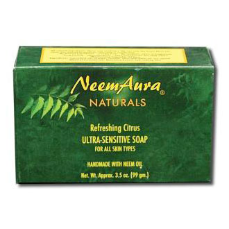 Neem Aura Naturals Ultra-Sensitive Bar Soap Refreshing Citrus, For All Skin Types, Neem Aura Naturals