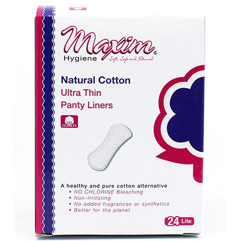 Maxim Hygiene Products Natural Cotton Ultra Thin Pantiliners, Light Days, 24 Count, Maxim Hygiene Products