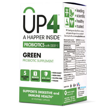 UP4 Probiotics UP4 Green Probiotic with Organic Spirulina, 60 Vegetable Capsules, UP4 Probiotics