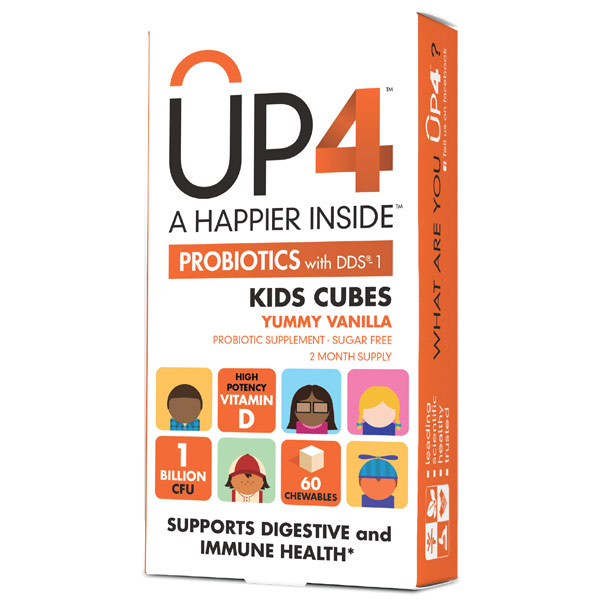 UP4 Probiotics UP4 Kids Cubes Probiotic with D3, Natural Vanilla Flavor for Children, 60 Chewables, UP4 Probiotics