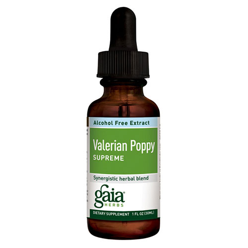 Gaia Herbs Valerian Poppy Supreme Liquid, Alcohol Free, 4 oz, Gaia Herbs