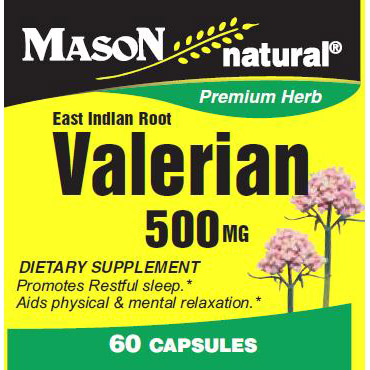 Mason Natural Valerian 500 mg, 60 Capsules, Mason Natural