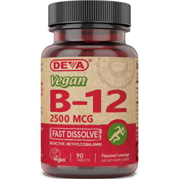 Deva Nutrition Vegan Vitamin B-12 Sublingual 2500 mcg, 90 Tablets, Deva Vegetarian Nutrition