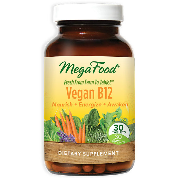 MegaFood Vegan B12, Vegetarian Vitamin B-12, 30 Tablets, MegaFood