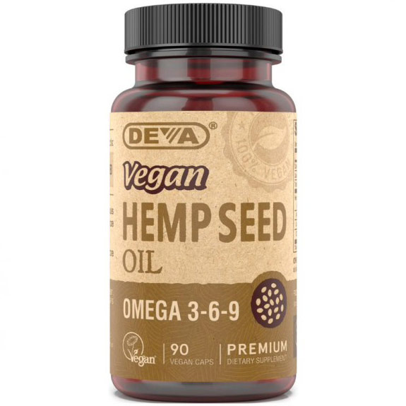 Deva Nutrition Vegan Hemp Oil Omega 3-6-9, 90 Veggie Caps, Deva Vegetarian Nutrition