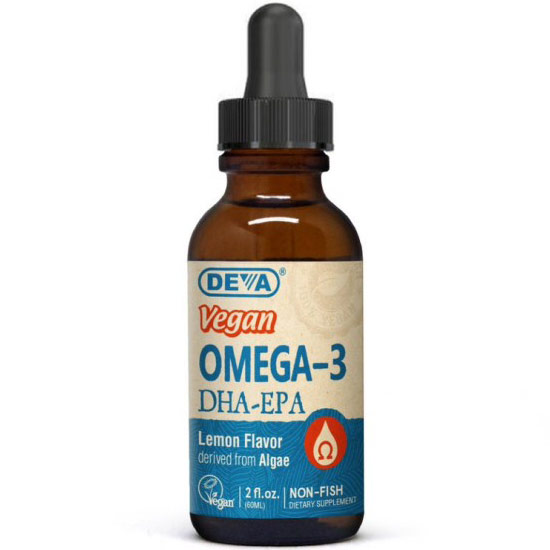 Deva Nutrition Vegan Liquid Omega-3 DHA-EPA, Lemon Flavor, 2 oz, Deva Vegetarian Nutrition