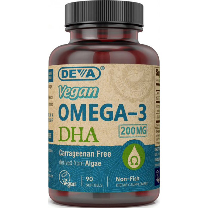 Deva Vegan Omega-3 DHA, 90 Vegan Softgels, Deva Vegetarian Nutrition