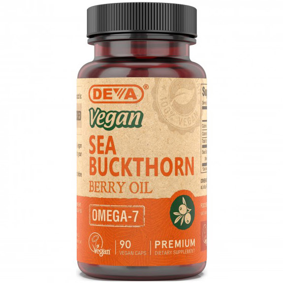 Deva Nutrition Vegan Sea Buckthorn Berry Oil (Omega-7), 90 Vegan Caps, Deva Vegetarian Nutrition