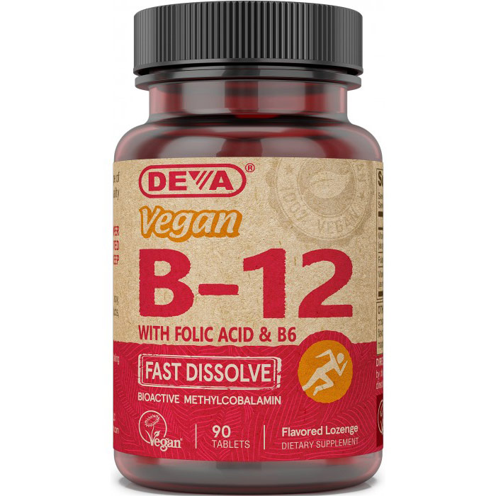 Deva Vegan Sublingual Vitamin B12 with Folic Acid & B6, 90 Tablets, Deva Vegetarian Nutrition