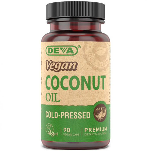 Deva Nutrition Vegan Virgin Coconut Oil, 90 Veggie Caps, Deva Vegetarian Nutrition