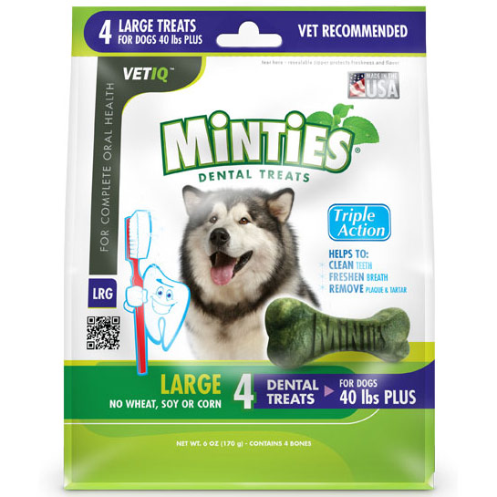 VetIQ VetIQ Minties Dental Treats for Dogs, Large, 4 Bones