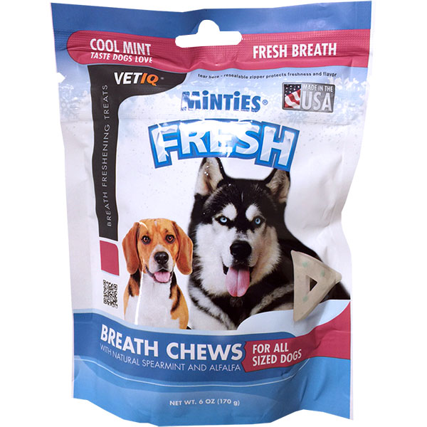 VetIQ VetIQ Minties Fresh Breath Chews for Dogs, Cool Mint, 12 Treats
