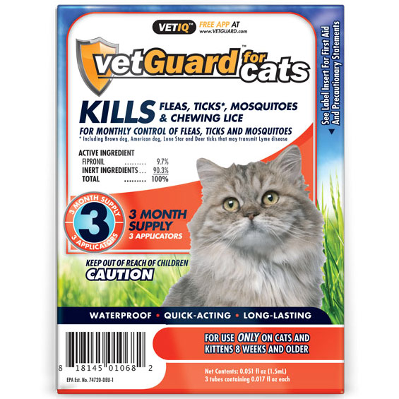 VetIQ VetIQ VetGuard for Cats, Flea & Tick Control, 1.5 ml (3 Applicators)