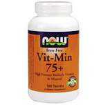 NOW Foods Vit-Min 75+ Multiple Vitamin (Iron Free) 180 Tabs, NOW Foods