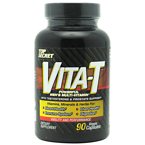 Top Secret Nutrition Vita-T Men's Multi Vitamin (With Testosterone Support), 90 Veggie Capsules, Top Secret Nutrition