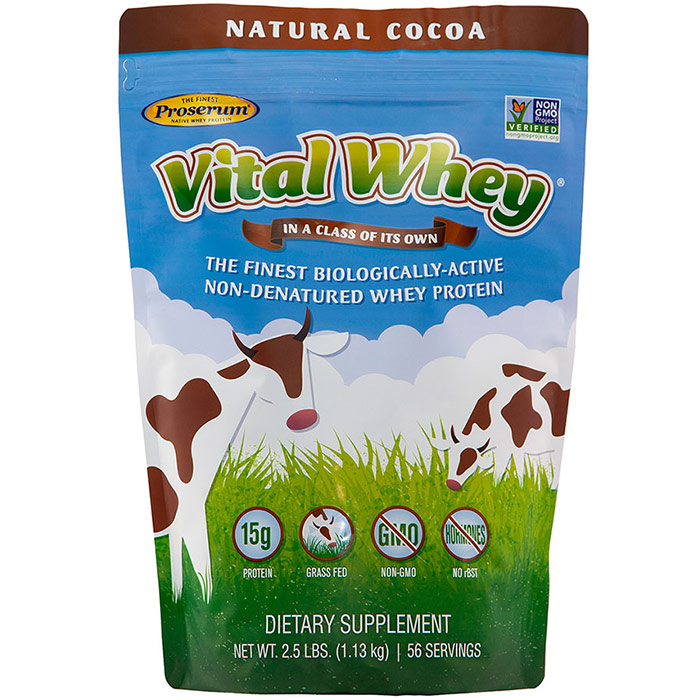unknown Vital Whey, Grass Fed Whey Protein, Natural Cocoa, 2.5 lb (1.13 kg), Well Wisdom