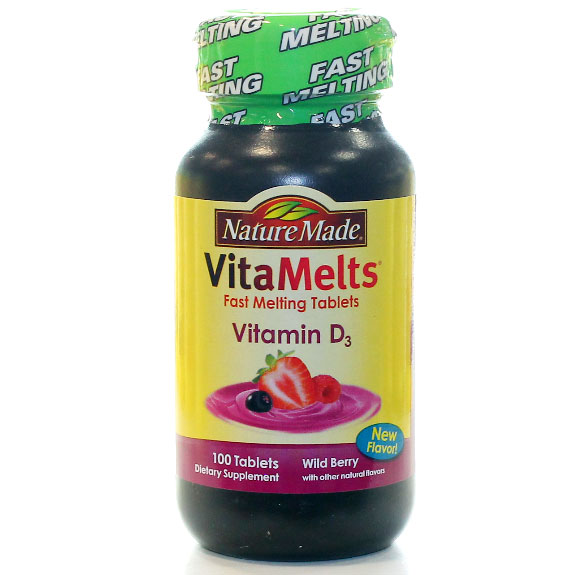 Nature Made VitaMelts Vitamin D3 1000 IU, Vanilla, 100 Fast Melting Tablets, Nature Made