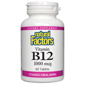 Natural Factors Vitamin B-12 1000 mcg 60 Tablets, Natural Factors