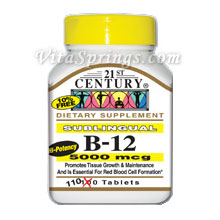 21st Century HealthCare Vitamin B-12 5000 mcg Sublingual, 110 Tablets, 21st Century Health Care