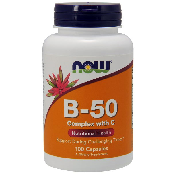 NOW Foods Vitamin B-50 Complex With 250mg Vitamin C 100 Caps, NOW Foods