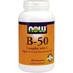 NOW Foods Vitamin B-50 Complex With 250mg Vitamin C 250 Caps, NOW Foods