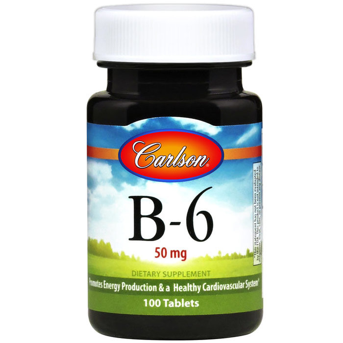 Carlson Labs Vitamin B-6 50 mg Tabs, 200 Tablets, Carlson Labs