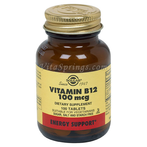 Vitamin B12 100 mcg, 100 Tablets, Solgar